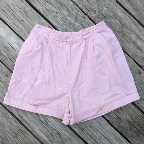 Vintage 80's High Waisted Pleated Pink Shorts - Picture 1 of 4